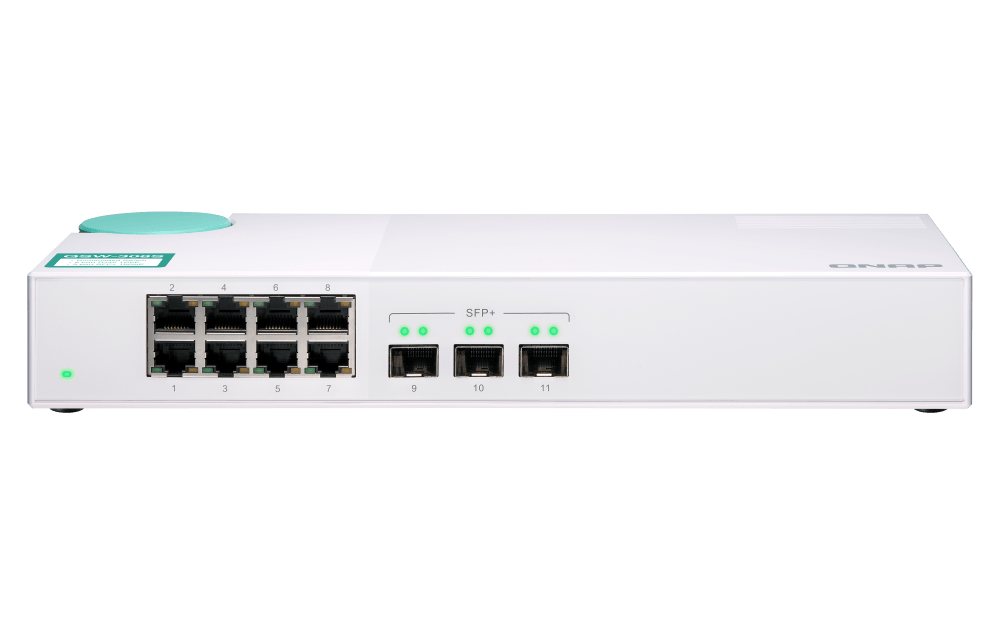 (NEW VENDOR) QNAP QSW-308S 3 Ports 10GbE + 8 Ports 1GbE Unmanaged Switch | Fanless - C2 Computer