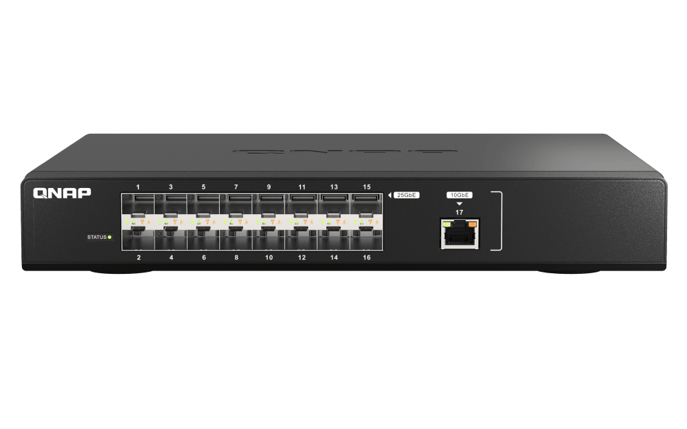 (NEW VENDOR) QNAP QSW-M5216-1T 16 Ports 25GbE + 1 Port 10GbE Layer 2 Managed Switch Switching Capacity: 820Gbps | Management Type: Web Managed - C2 Computer