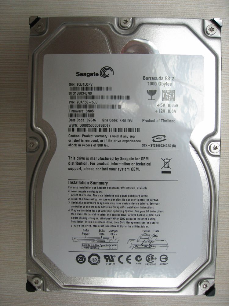 Refurbished | Seagate Barracuda ES.2 ST31000340NS 1TB 7200RPM SATA 3Gb/s Ref HDD Hauptbild