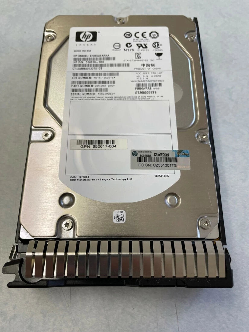 HPE EF0600FARNA Enterprise Hard drive 600 GB SAS 6Gb/s | USED Main image