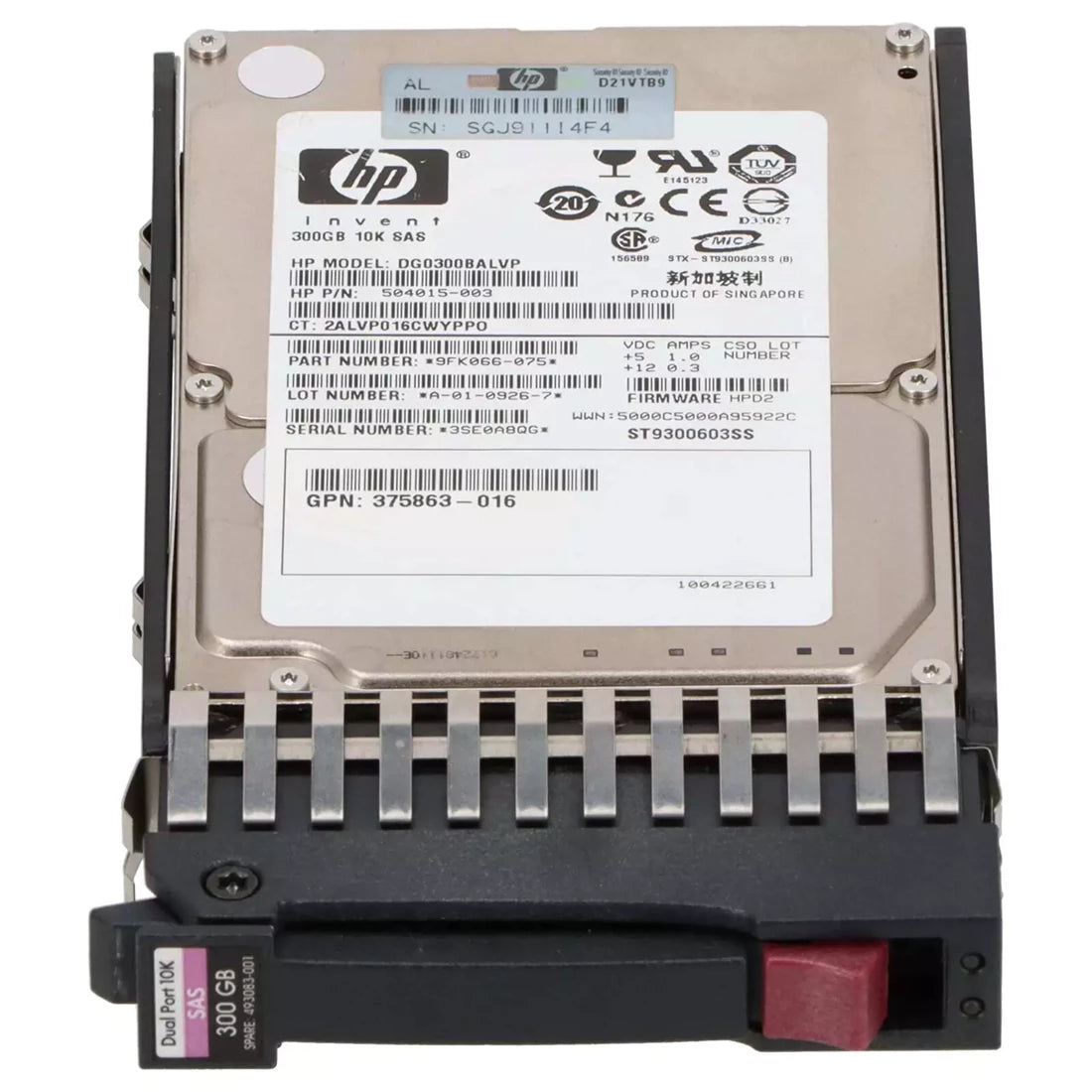 HP DG0300BAQPQ 듀얼 포트 300GB 3G 10k Sff SAS 내장 HDD | 사용된