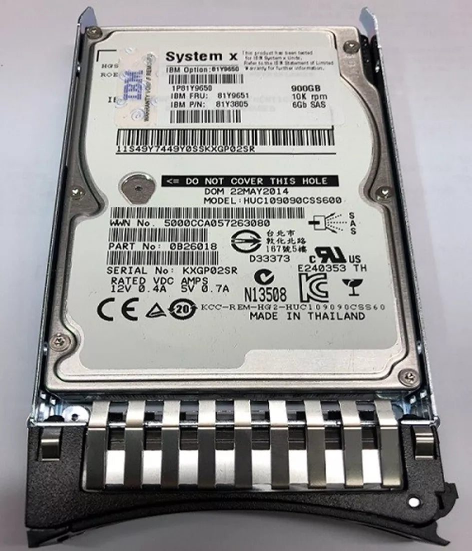 IBM 81Y9650 900 GB Hard drive 2.5" Internal SAS 6Gb/s New F/s | USED Main image
