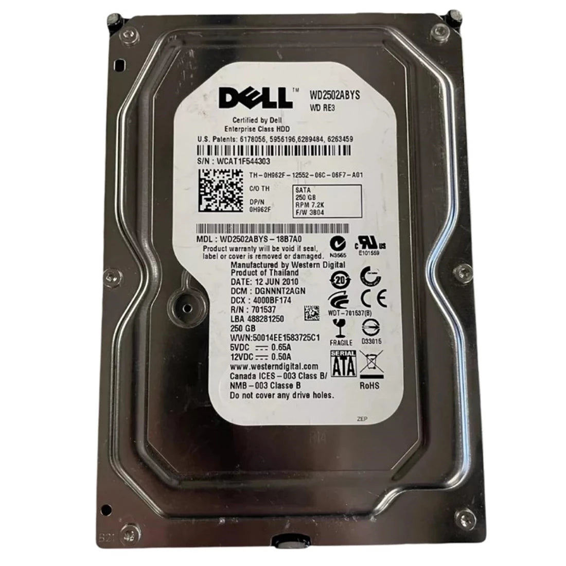 Refurbished | Dell 0H962F 250GB 7.2K 3.5" SATA Internal HDD Hauptbild