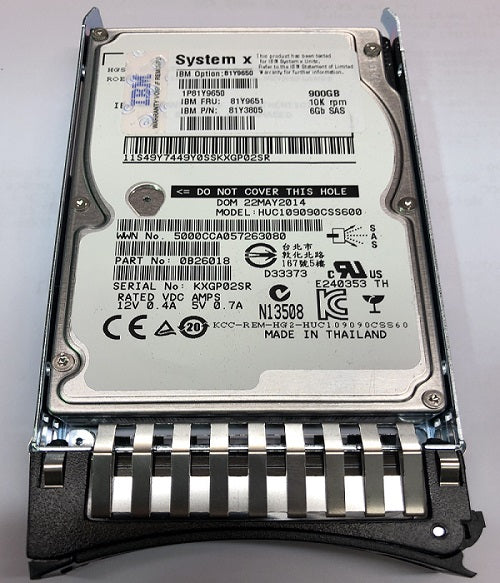 Ổ cứng IBM 81Y9651 900 GB 2.5" Ổ cứng SAS nội bộ 6Gb/s Mới | Đã qua sử dụng