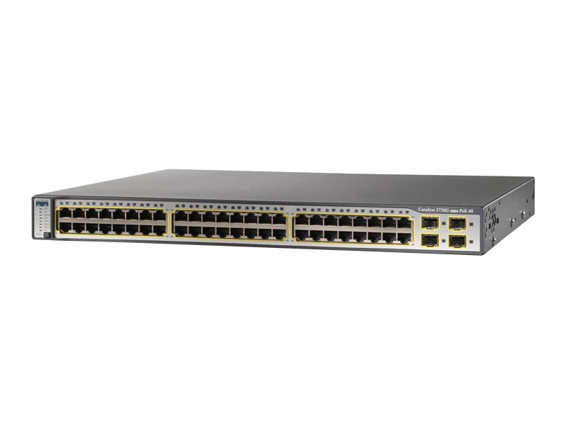 Cisco WS-C3750G-48PS-S CAT3750G 48-10/100/1000 PoE 4-SFP IP Base | USED