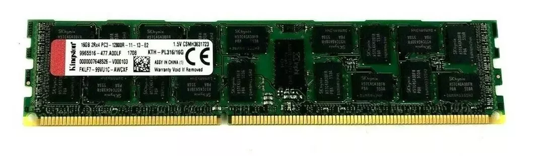 Kingston KTH-PL316/16G 16GB PC3-12800 DDR3-1600MHz 2Rx4 Ecc Bộ nhớ | ĐÃ SỬ DỤNG