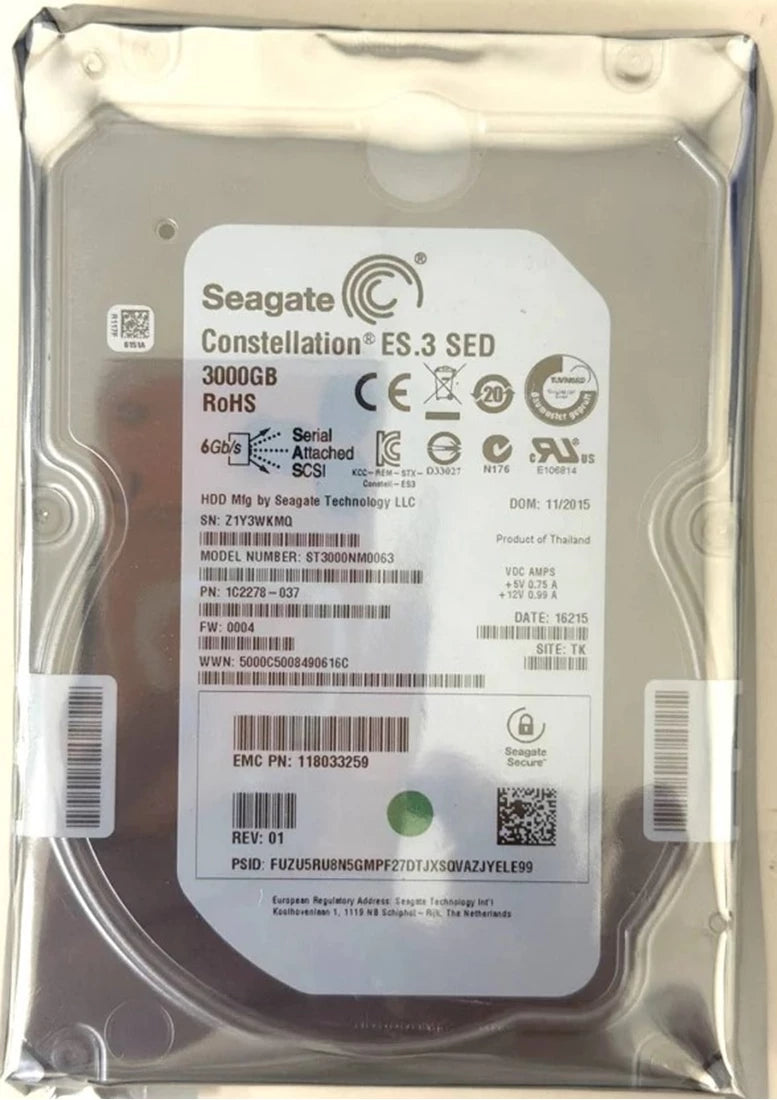 SEAGATE ST3000NM0063 3TB 7200RPM SAS-6GBITS 128MB 3.5INCH HDD | USED Main image