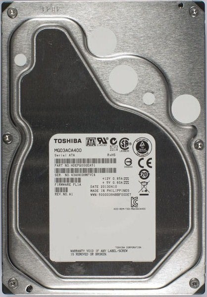 翻新 |東芝 MG03ACA400 4TB 7.2K 64MB 快取 SATA 6Gb/s 3.5" 硬碟