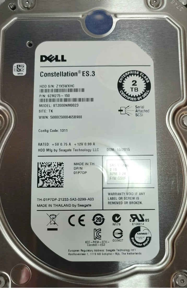 Seagate Constellation ST2000NM0023 2TB 7.2K SAS 6Gb/S 3.5inch HDD Brand New Dell OEM | USED Main image