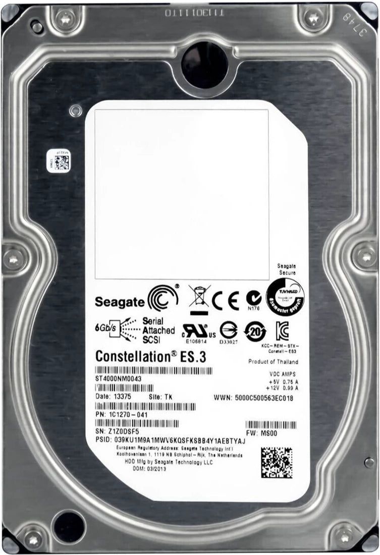 再生品 | Seagate Constellation ES.3 ST4000NM0043 4TB 7200RPM SAS 6GB/s 3.5" ハードディスク メイン画像