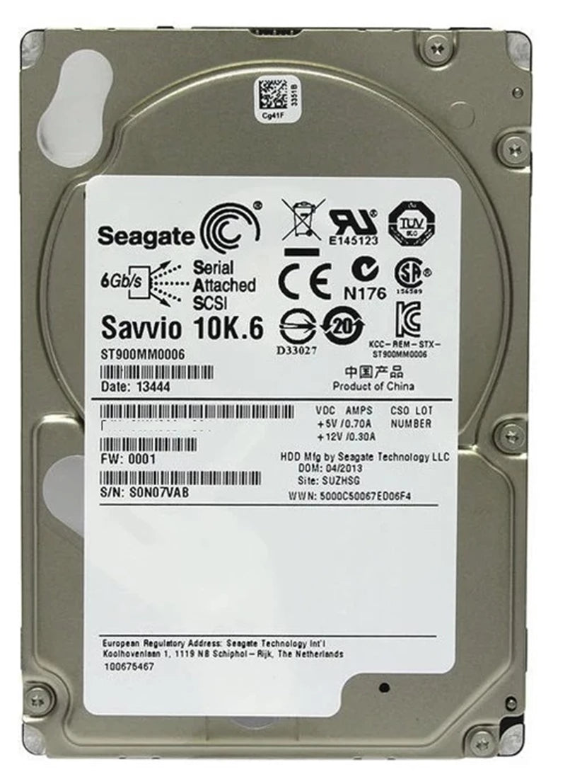 希捷 Savvio 10K.6 ST900MM0006 900GB 10K RPM SAS 6Gb/S 2.5 英寸硬盘 |用过的