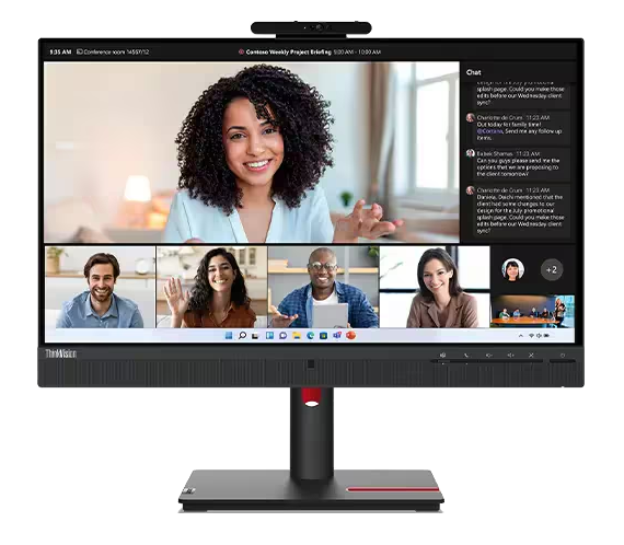 （<tc>全新行货</tc>) 联想 ThinkVision T24mv-30 23.8 英寸无边框 IPS 显示屏、1000:1、4-6 毫秒、1920 x 1080、250 尼特、99% sRGB、DP+HDMI+USB-C、倾斜/旋转/升降/枢转、以太网、USB 集线器、集成摄像头/麦克风/扬声器、TCO 9.0、ES、EPEAT Gold|PN：63D7UAR3WW