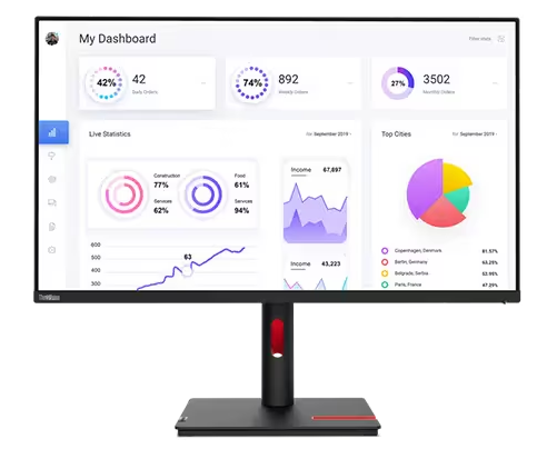 (<tc>MỚI</tc> ) Lenovo ThinkVision T32p-30, Màn hình IPS không viền 31,5 inch, 1000:1, 4-6ms, 3840x2160, 350nits, 99%sRGB, 2*HDMI+DP+USB-C, Nghiêng/Xoay/Nâng/Trục, USB Hub, Ethernet, Màn hình TCO 9.0, ES, EPEAT Gold|Pn:63D2GAR1WW Hình ảnh chính