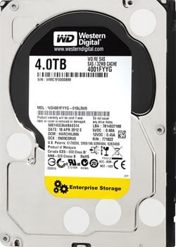WD RE WD4001FYYG Disque dur d'entreprise 4 To 7,2 K 32 Mo de cache SAS 6 Gbit/s 3,5 pouces | UTILISÉ