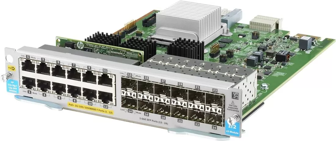 HPE J9989-61001 5400R v3 zl2 12P PoE+/12p 1GbE SFP 模組 |用過的