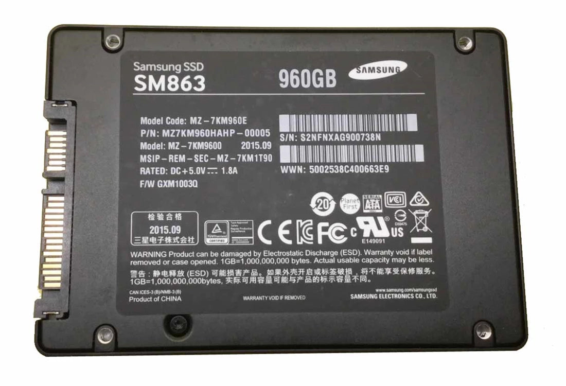 Samsung MZ-7KM960E SM863 960GB SATA 6Gbps 7MM 2.5inch SSD | USED Main image