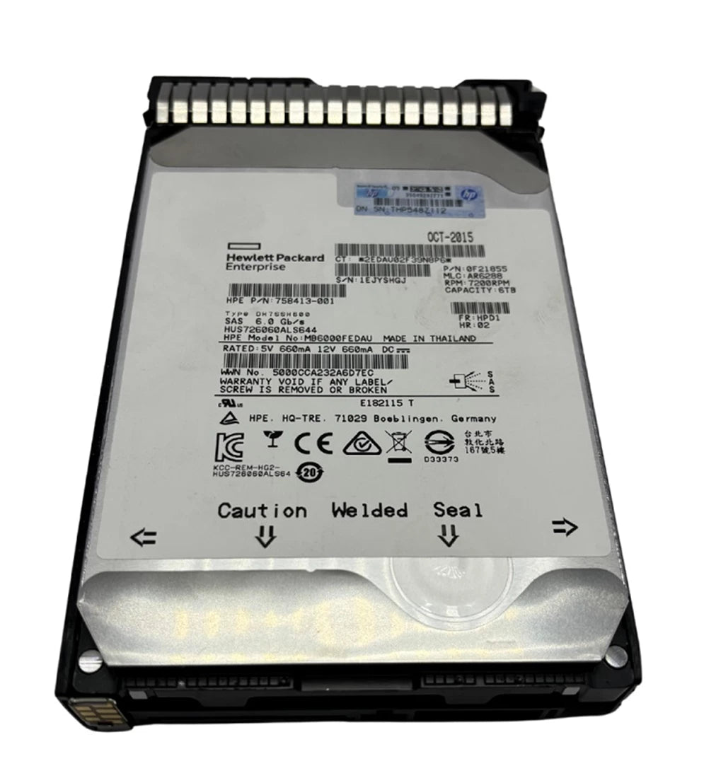 HP 758413-001 Midline 6 TB 6G SAS 7,2 K 3,5 Zoll Festplatte F/s | GEBRAUCHT