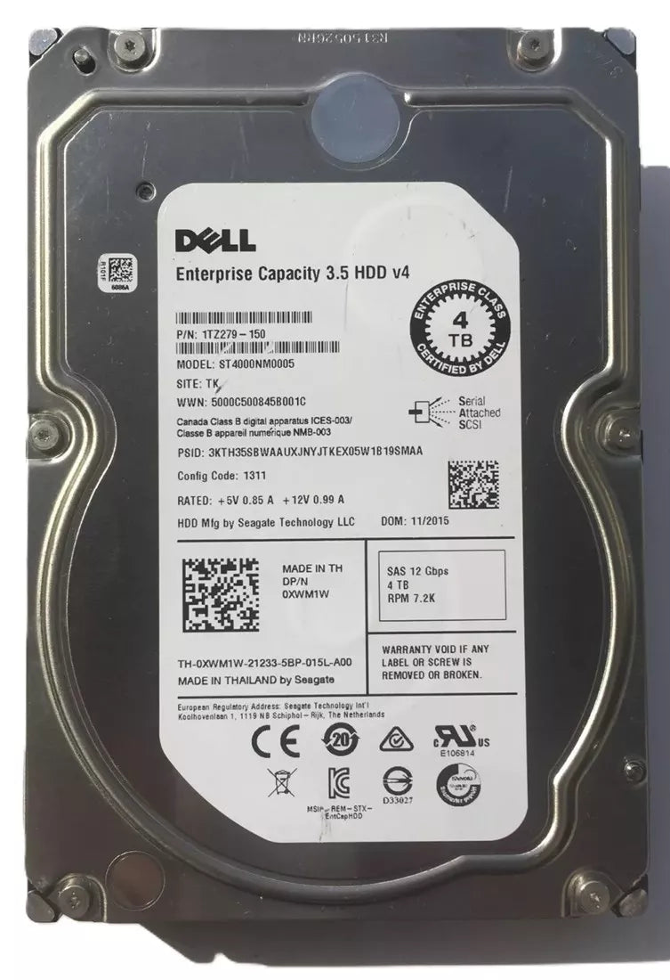 翻新| Seagate ST4000NM0005 4TB 7.2K RPM SAS-12GBPS 128MB緩存3.5英寸HDD