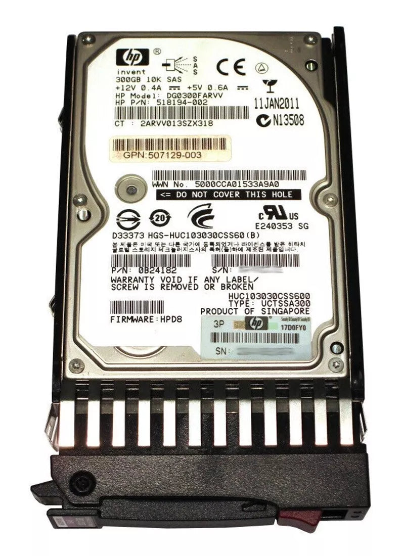 HP 618518-001 Dual Port 300GB 10k 6G Sff SAS Ent Hdd | USED