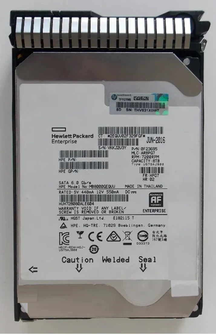 HPE 826464-B21 中線硬碟 8 TB SATA 6Gb/秒 |用過的 主圖