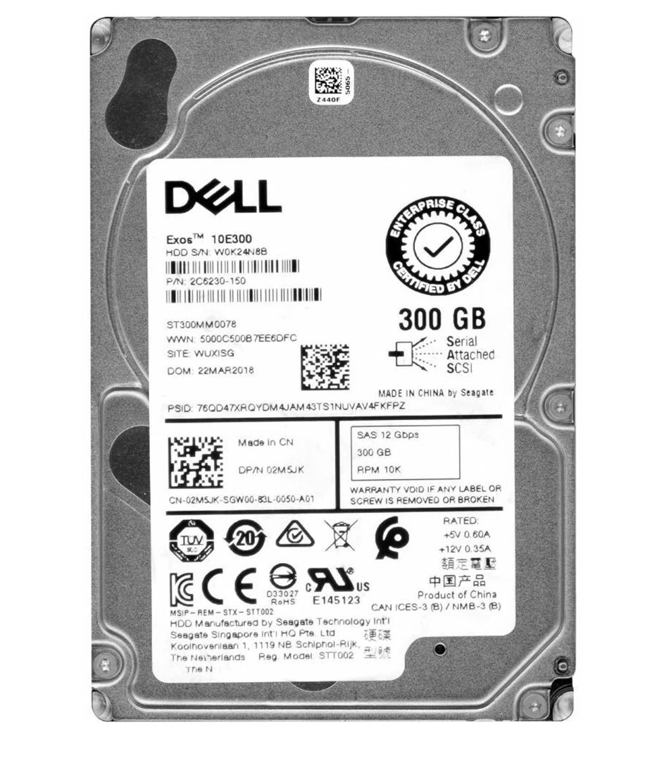 希捷 ST300MM0078 300gb 10K Rpm SAS 12Gb/s 2.5 吋硬碟 戴爾 OEM |用過的