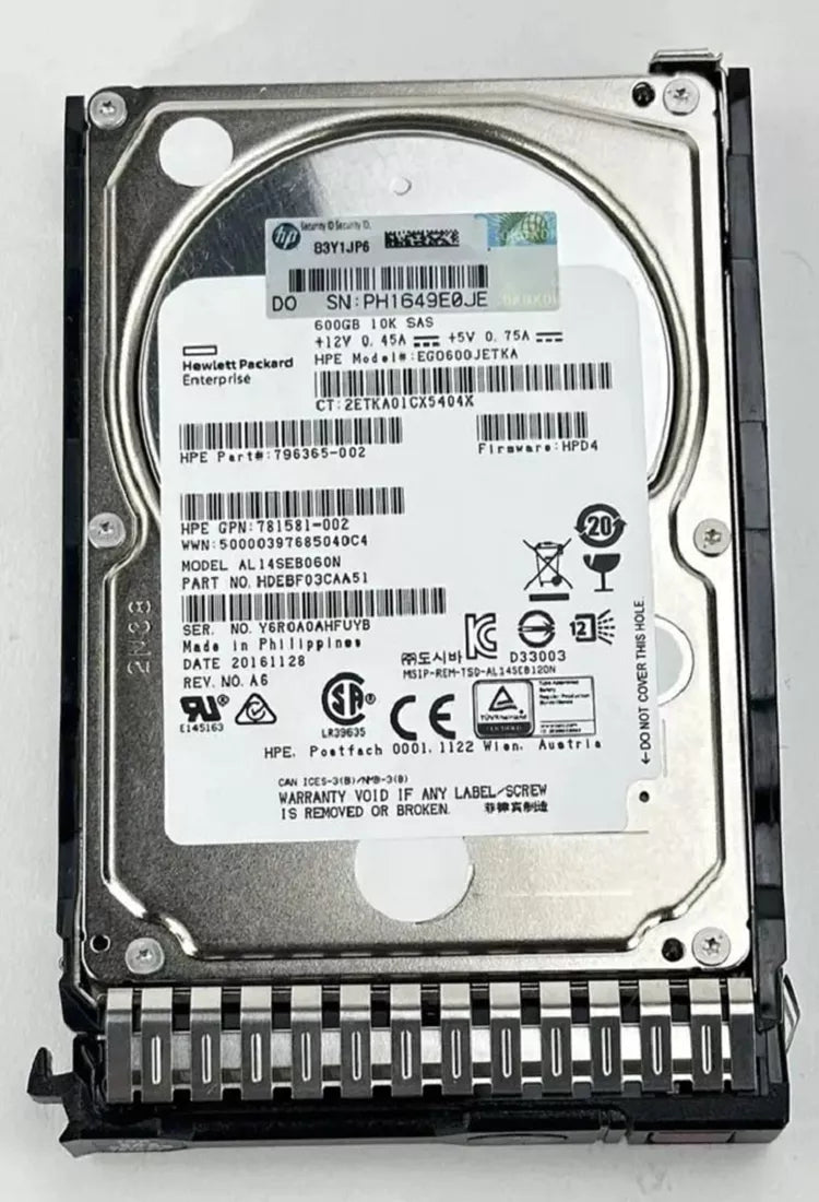 Ổ cứng doanh nghiệp HPE 796365-002 600 GB SAS 12Gb/s F/s mới | ĐÃ SỬ DỤNG
