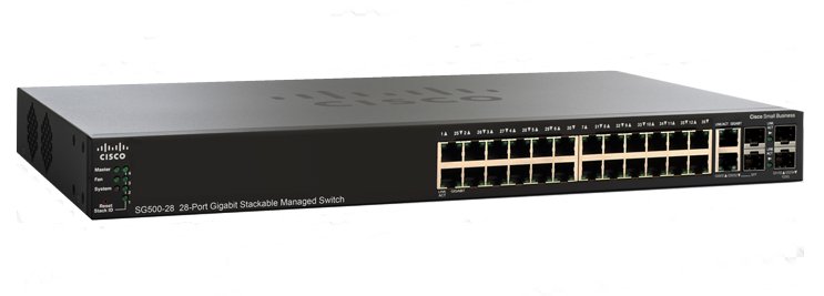 Cisco SG500-28-K9 중소기업 관리형 솔루션 <tc>네트워크 스위치</tc> 24개 포트 | 중고