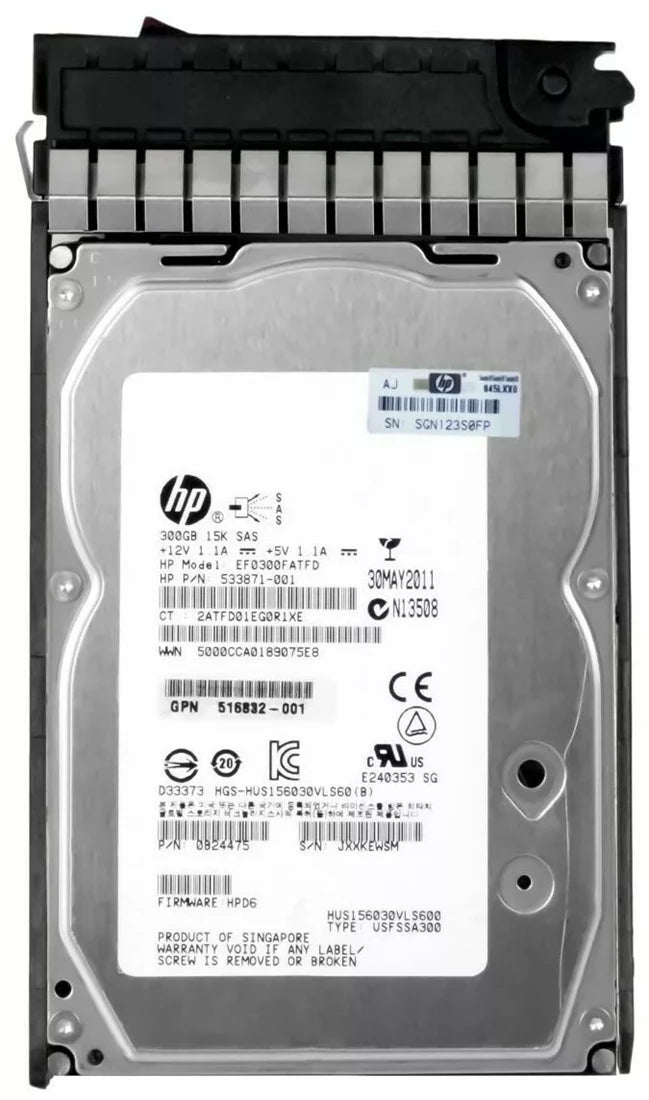 HP 516814-B21 Disque dur double port 300 Go 15 K 6G Lff SAS Ent | UTILISÉ