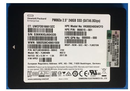 HPE 866615-001 240GB SATA 6Gbps 2.5" 小型讀取密集型固態硬碟 | 二手 主圖