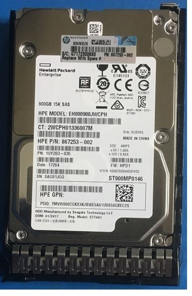 HPE 867253-002 Digital signiert 512e 900 GB 15k SAS 12g Sff Sc Hdd F/s | GEBRAUCHT