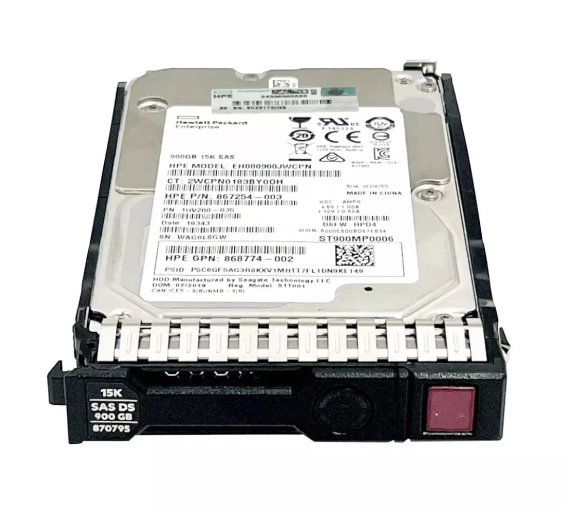HPE 870759-B21 デジタル署名付き 512n 900GB 15k SAS 12g Sff Sc Hdd F/s |使用済み メイン画像
