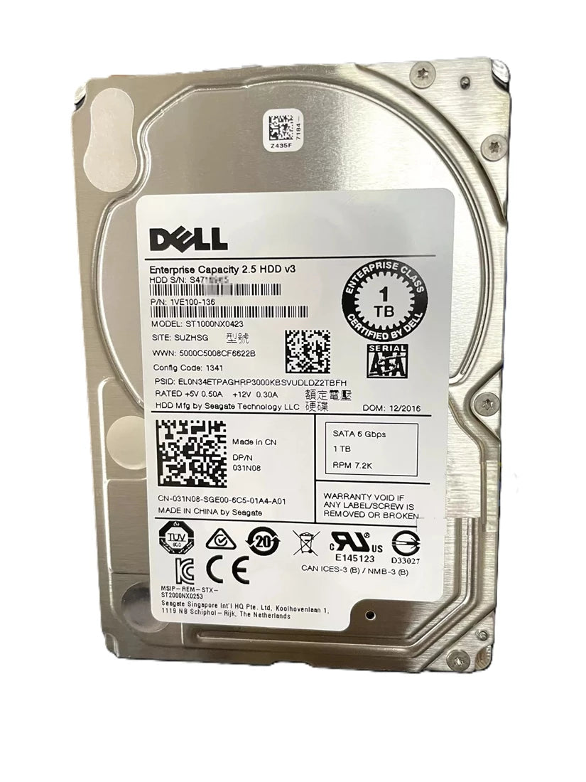 Refurbished | Seagate 1VE100-136 1TB 7.2K SATA-6Gbps 2.5inch HDD Dell OEM Refurbished
