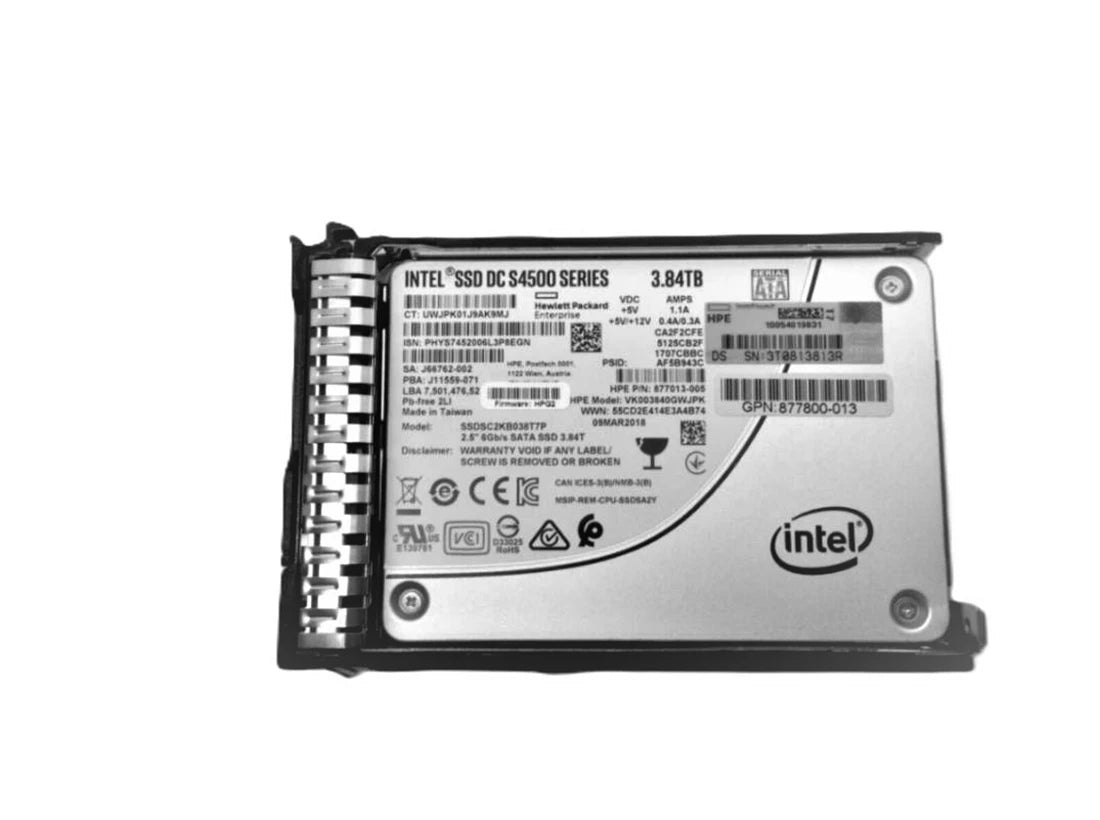 HPE 878855-001 读取密集型 SSD 3.84 TB SATA 6Gb/秒 |用过的