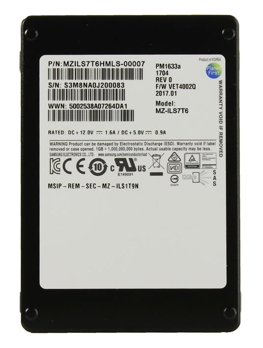 Refurbished | Samsung MZILS7T6HMLS-00007 PM1633a 7.68TB SAS 12Gbps 2.5Inch SSD
