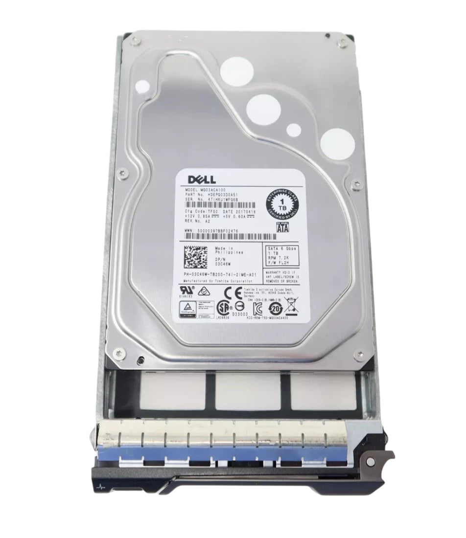 Dell 03C46W 1TB 7.2K SATA 6Gbps 64MB Buffer 3.5" Hard Drive with Tray | USED