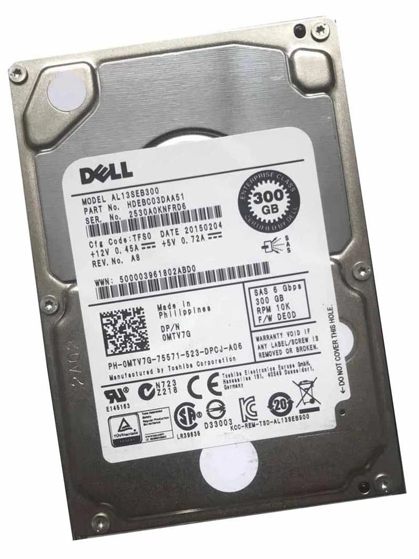 Toshiba HDEBC03DAA51 300 GB 10K SAS-6 Gbit/s 2,5 Zoll interne Festplatte | GEBRAUCHT