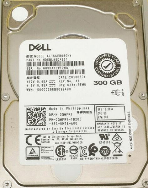 Refurbished | Toshiba AL15SEB030NY 300GB 10K SAS-12Gbps 512n SIE 2.5inch Internal Hard Drive