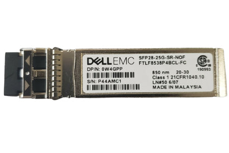 Dell W4GPP 25GbE SFP28 SR 850nm 100m MMF Duplex LC Pluggable Transceiver Ref