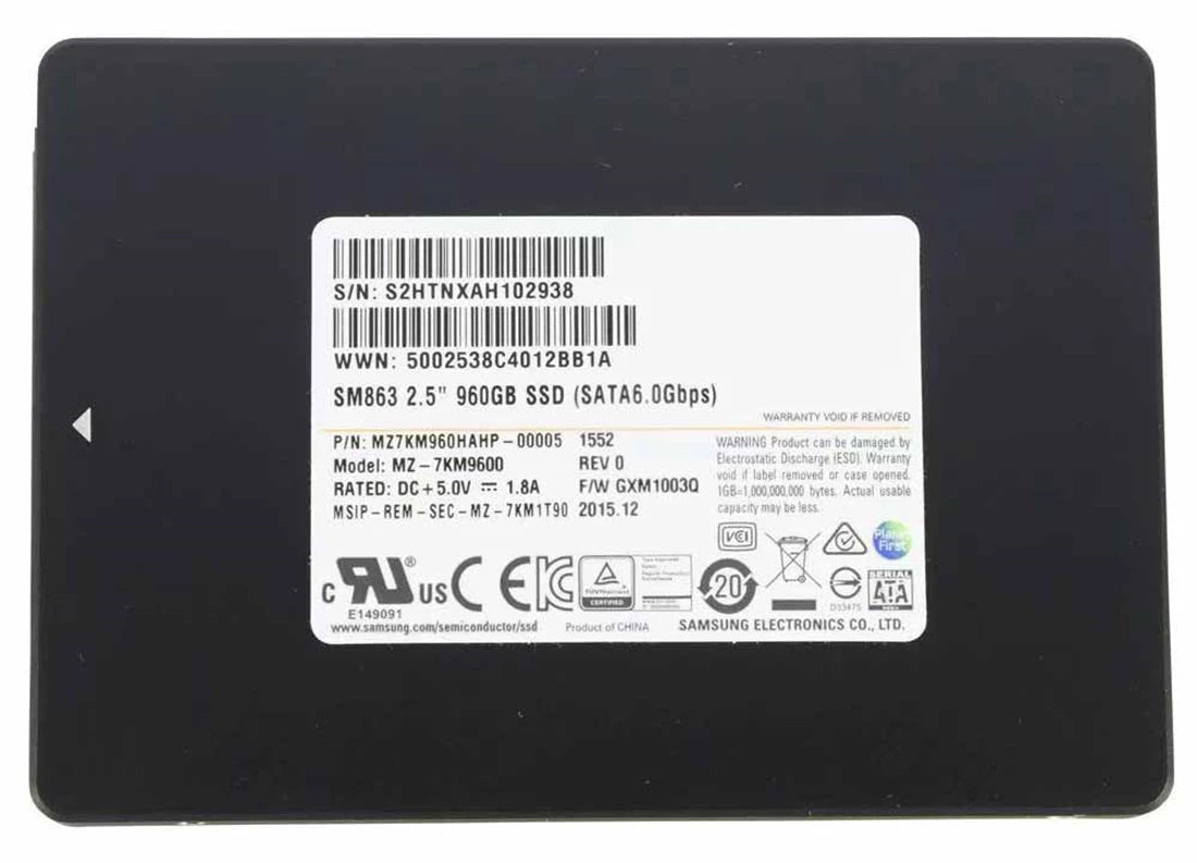 Samsung MZ-7KM9600 SM863 960GB SATA 6Gbps 2.5inch SSD | USED Main image