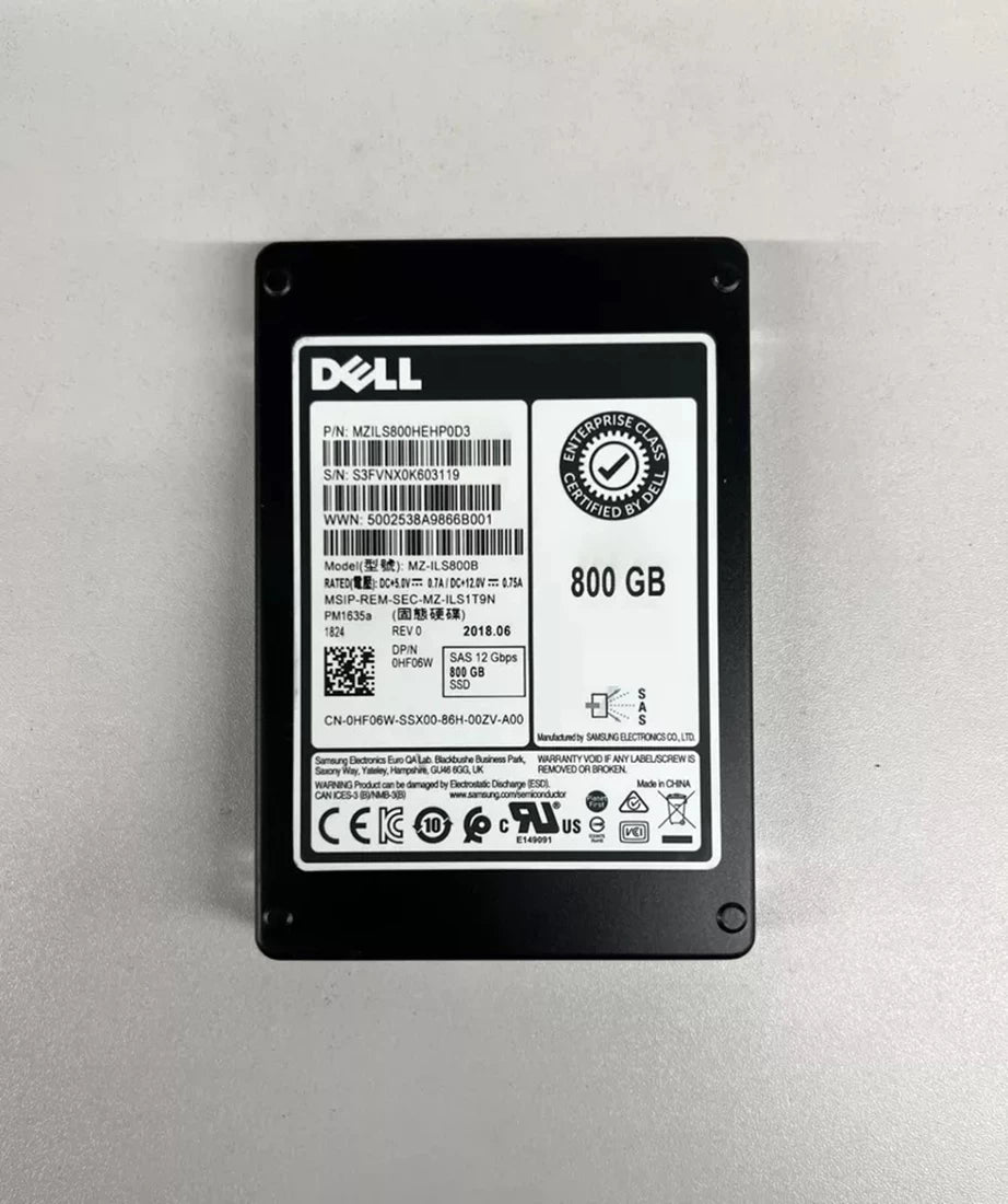Refurbished | Samsung PM1635a MZILS800HEHP0D3 Mixed Use SSD 800 GB SAS 12Gb/s DELL OEM Refurbished