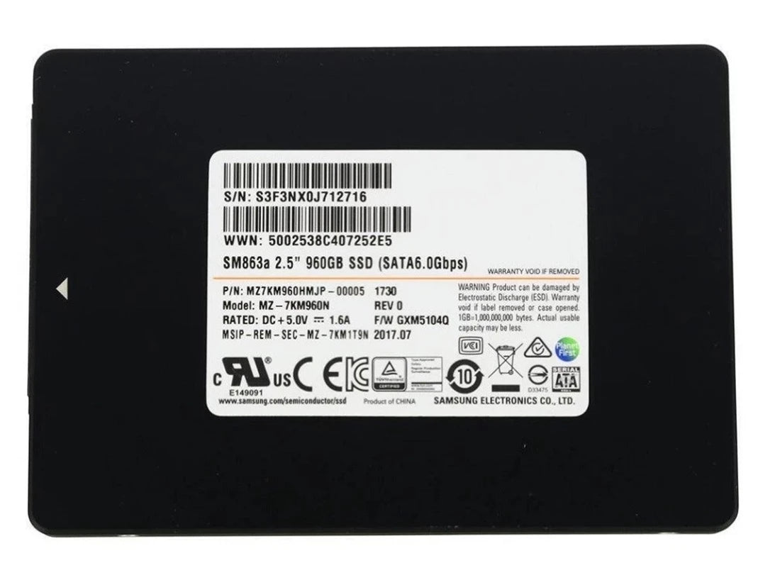 Samsung MZ7KM960HMJP SM863a 960gb Sata 6Gbps 2.5Inch Ssd | USED Main image