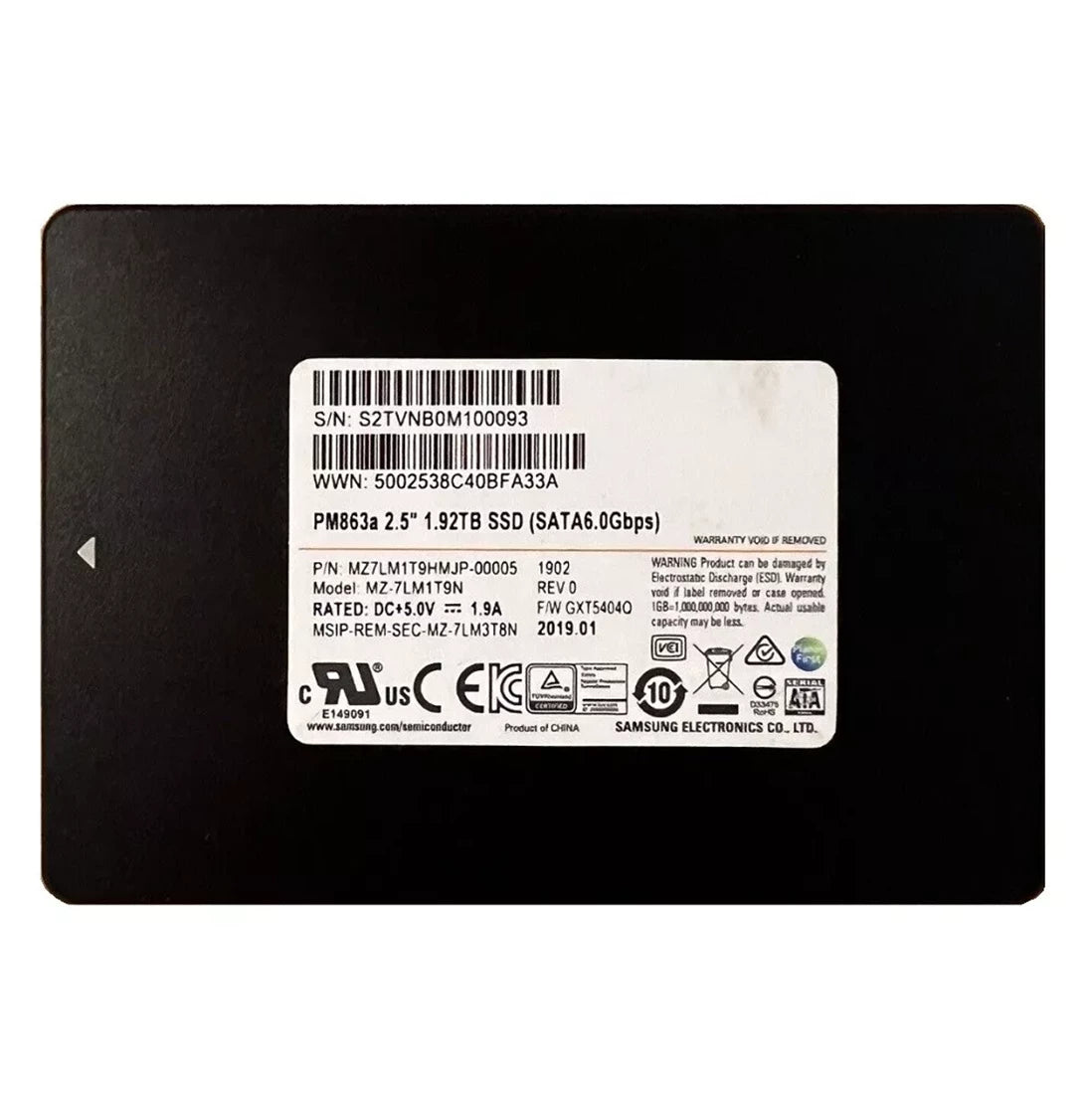 Samsung MZ7LM1T9HMJP PM863a 1,92 TB SATA 6 Gbit/s 2,5 Zoll SSD | GEBRAUCHT