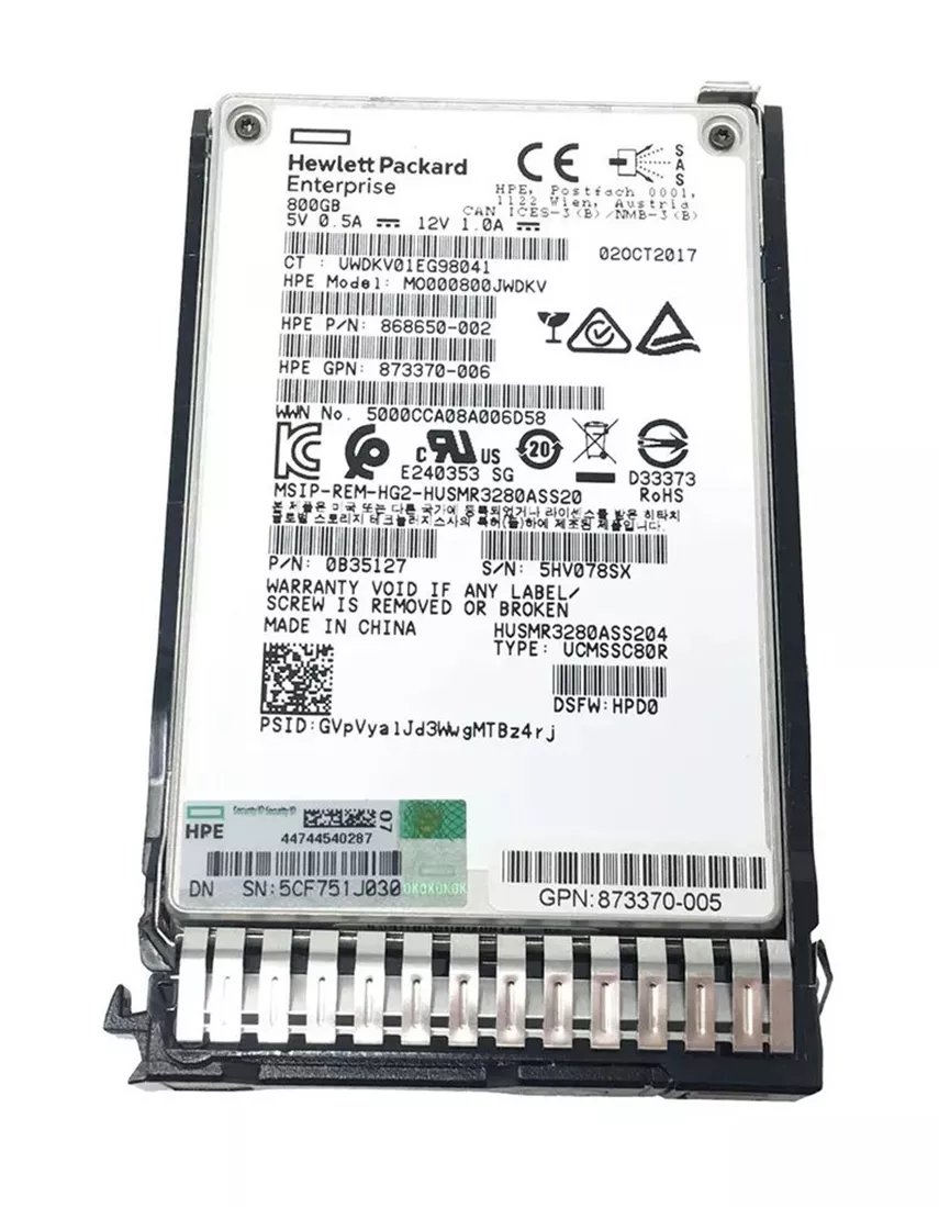 HPE 873363-B21 混合用途 800Gb SAS 12g Sff Sc DS 固态硬盘 |用过的