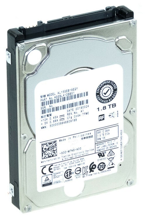 Toshiba HDEBL41DAB51F 1.8TB 10000RPM SAS-12GBPS 2.5인치 기업용 내장 HDD 신제품 Dell OEM | 사용된