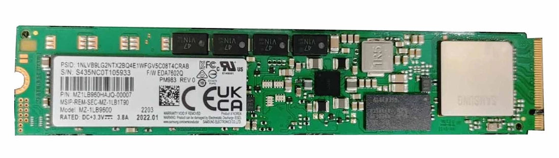三星 MZ1LB960HAJQ-00007 PM983 960Gb PCI Express 3.0 x4 固態硬碟 |使用過的