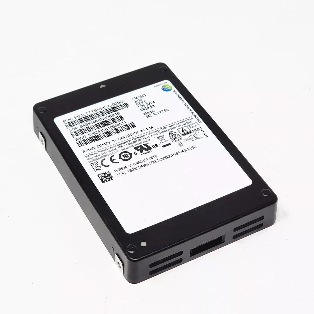 三星 MZILT7T6HMLA PM1643 7.68Tb SAS 12Gbps 2.5 吋固態硬碟 |使用過的