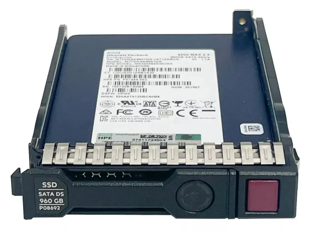 HPE P07444-002 Usage mixte 960 Go SATA 6g Sff Sc Tlc DS SSD | UTILISÉ