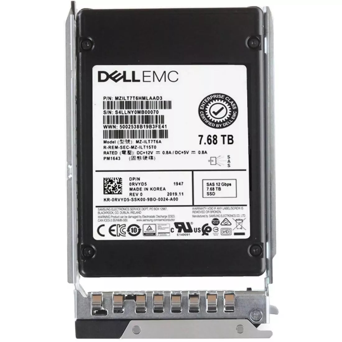 Dell RVYD5 7.68TB SAS-12Gbps Read Intensive 1DWPD 2.5-Inch Hot Plug SSD | USED