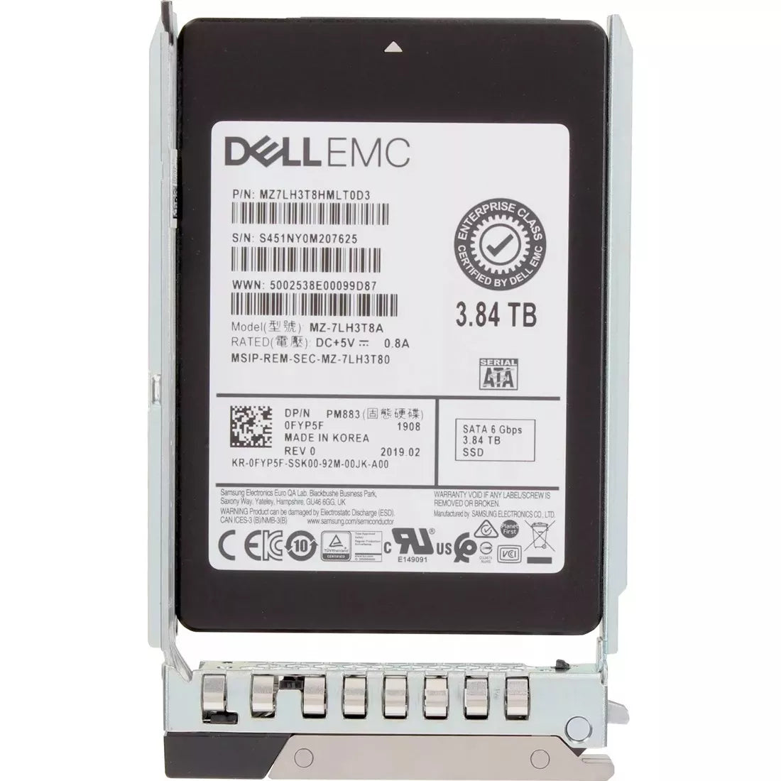 Dell FYP5F 3,84 To SATA-6 Gbit/s 2,5 pouces Lecture intensive 1DWPD SSD enfichable à chaud | TOUT NEUF