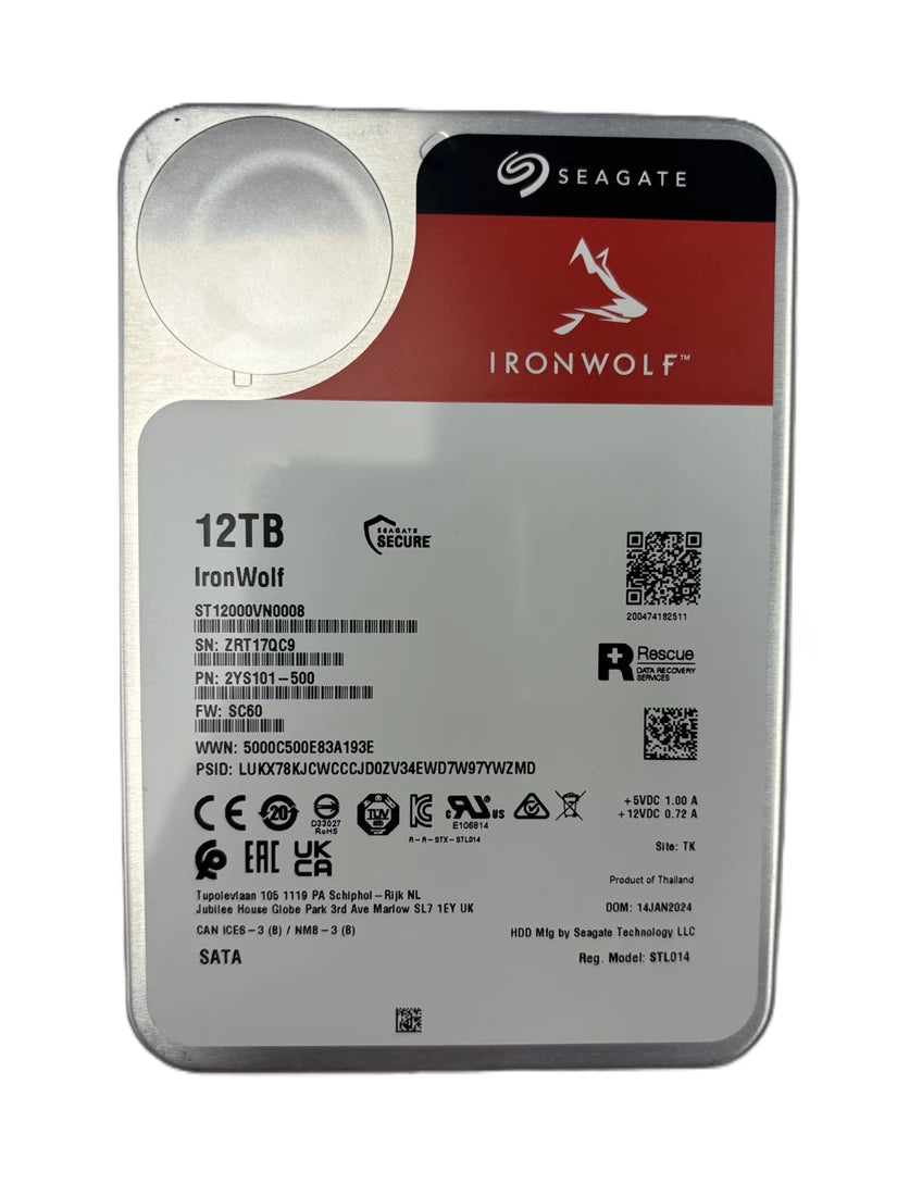 NEW | Seagate IronWolf ST12000VN0008 12TB 7.2K RPM SATA-6Gb/s 3.5inch HDD